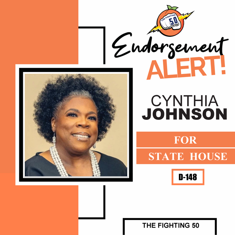 The Fighting 50 endorsement alert for Cynthia Johnson