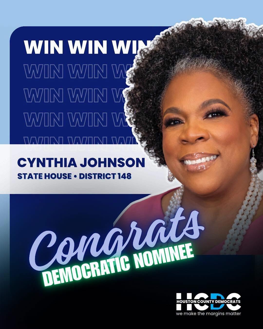 Houston County Democrats congratulates Cynthia Johnson