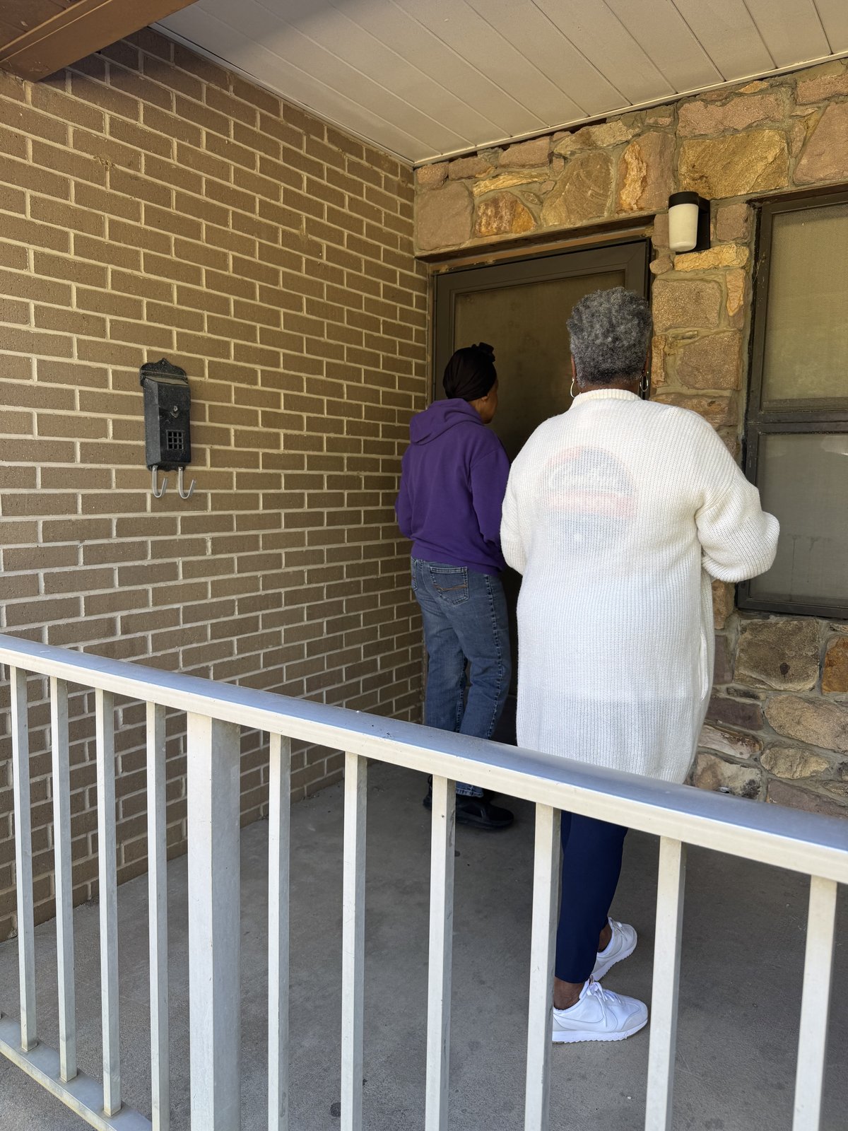 Cynthia Johnson canvassing door to door in District 148