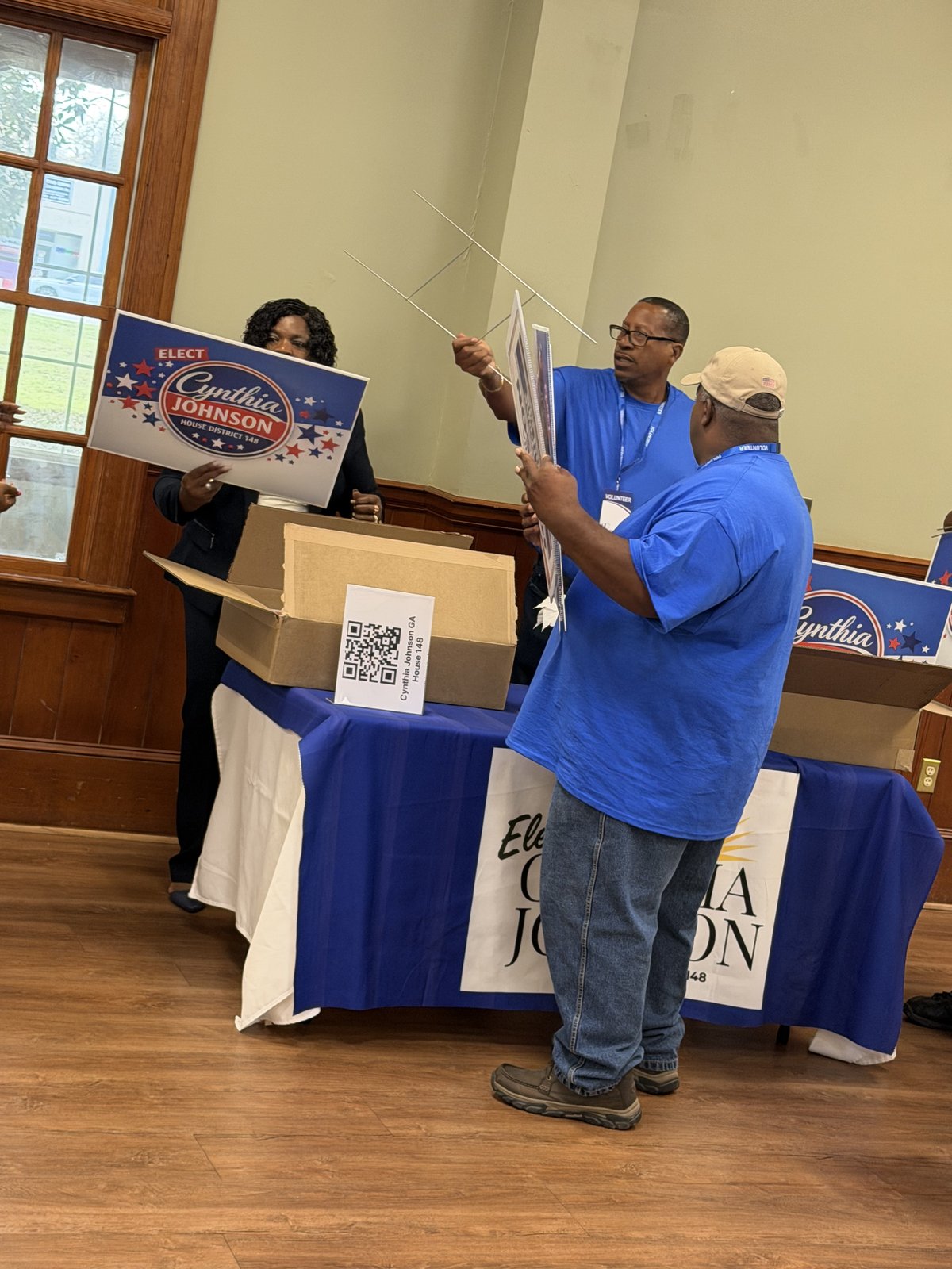 Volunteers preparing campaign materials