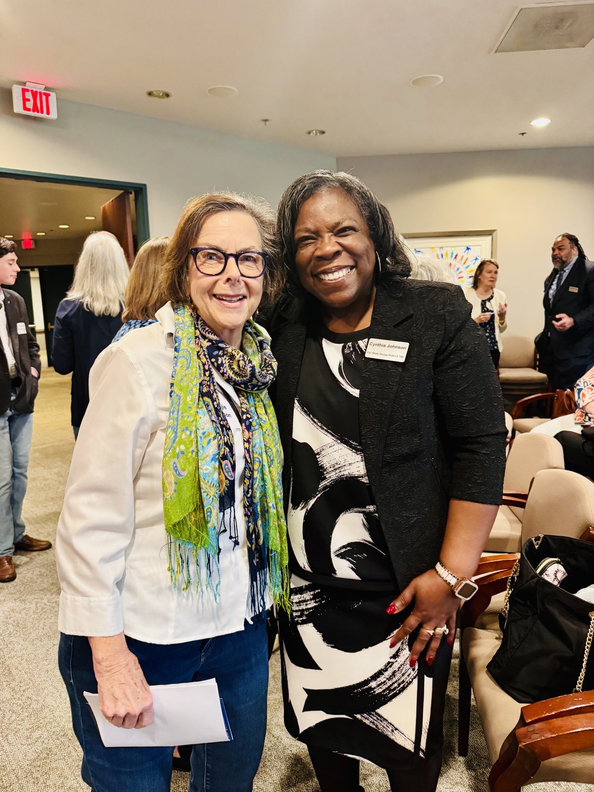Cynthia Johnson with a community supporter