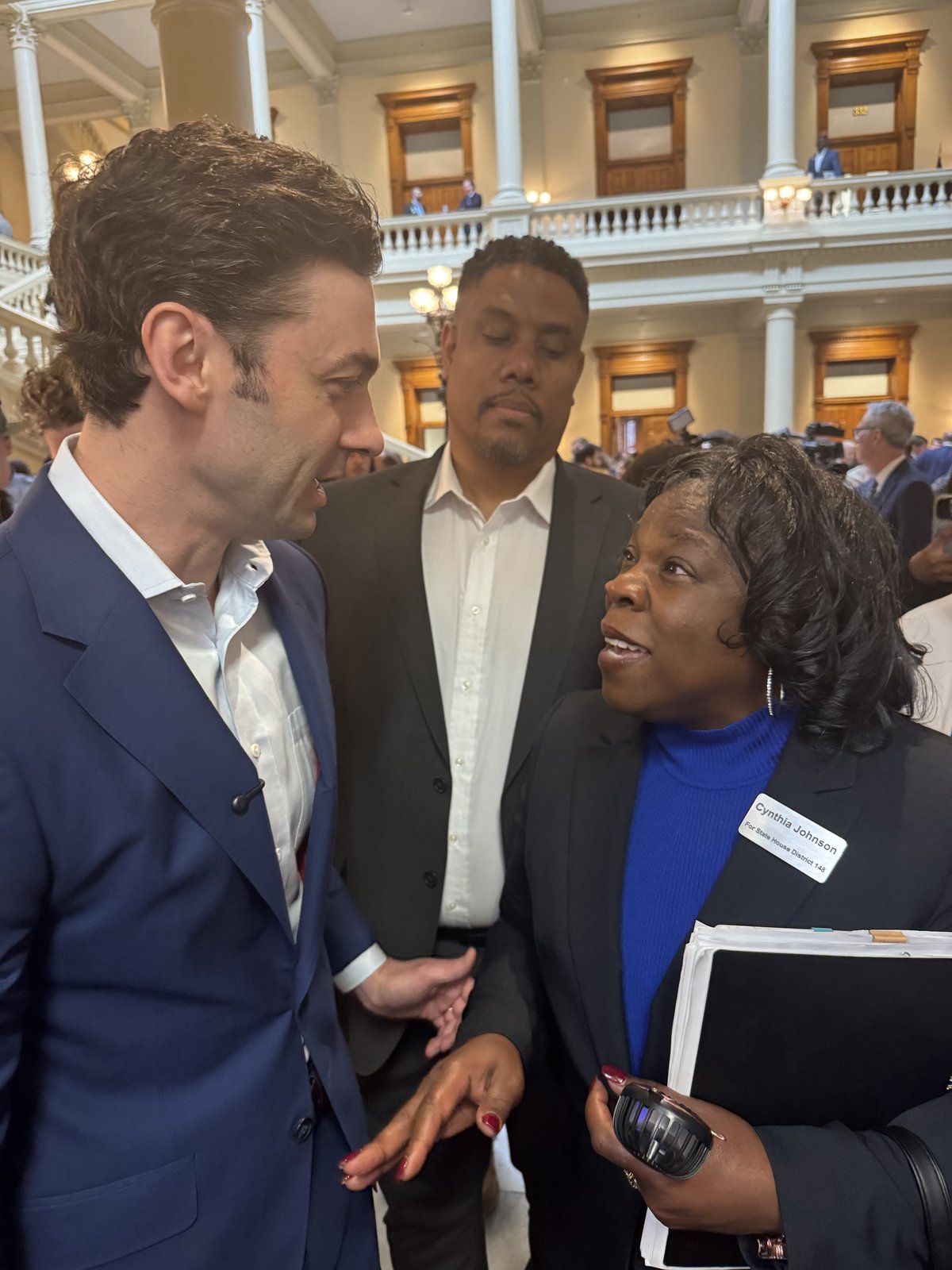 Cynthia Johnson meeting with fellow candidates