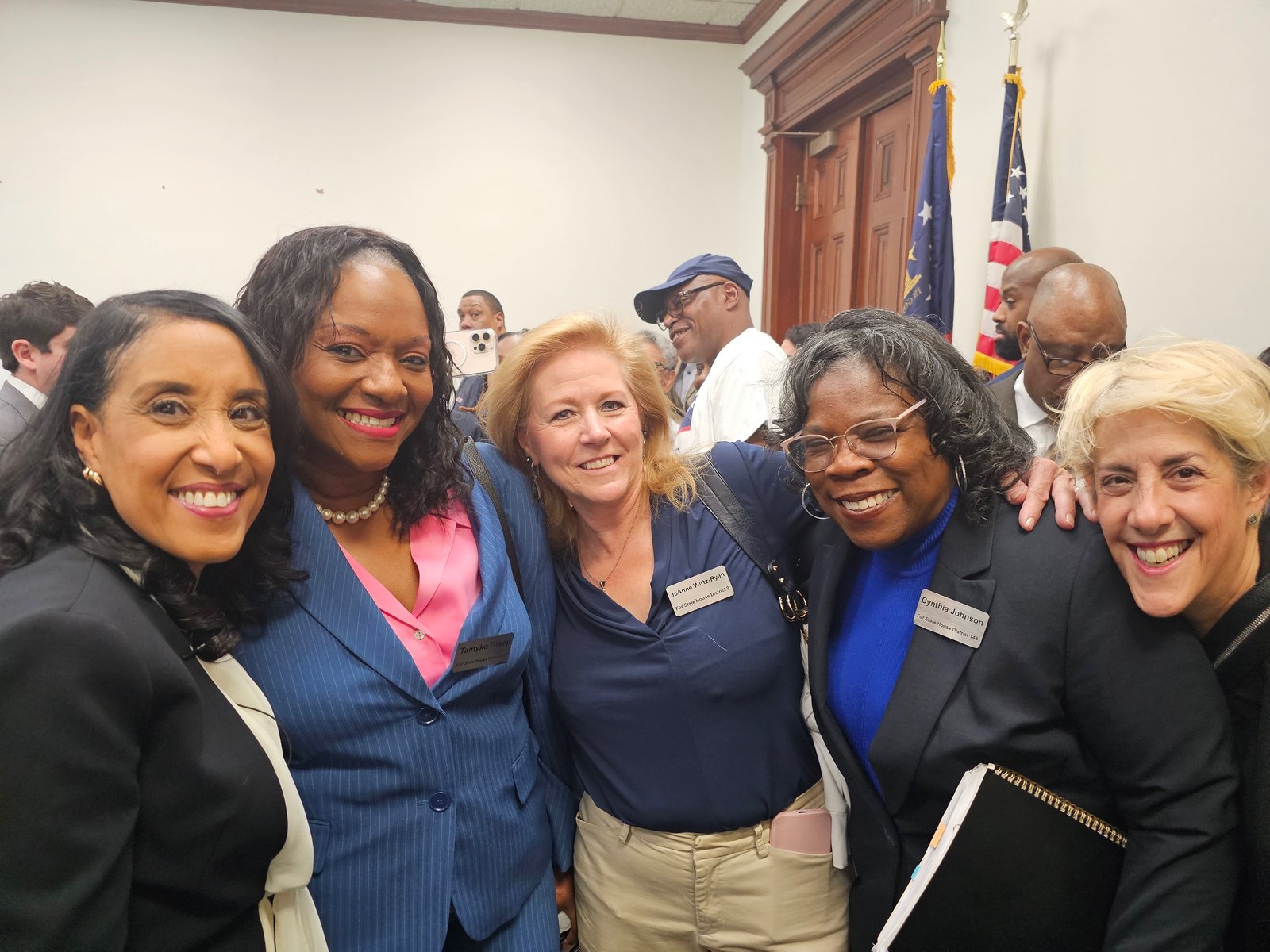 Cynthia Johnson with supporters and family